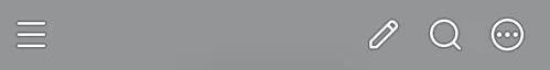 The top bar of a Facebook profile on iPhone: the menu button on the left, and pencil, search and three-dot buttons on the right.